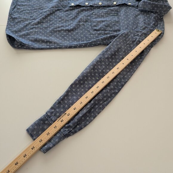 J.Crew Indigo Polka Dot Long Sleeve Half Button up Chambray Shirt Tunic - Picture 6 of 9